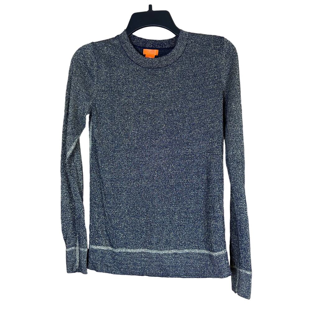 Joe Fresh Women's Polyester‎ Blue/Gold Sparkled Crew Neck Sweater Size SP